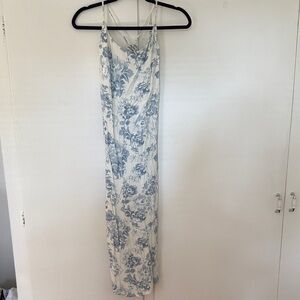 Reformation maxi blue and white floral dress